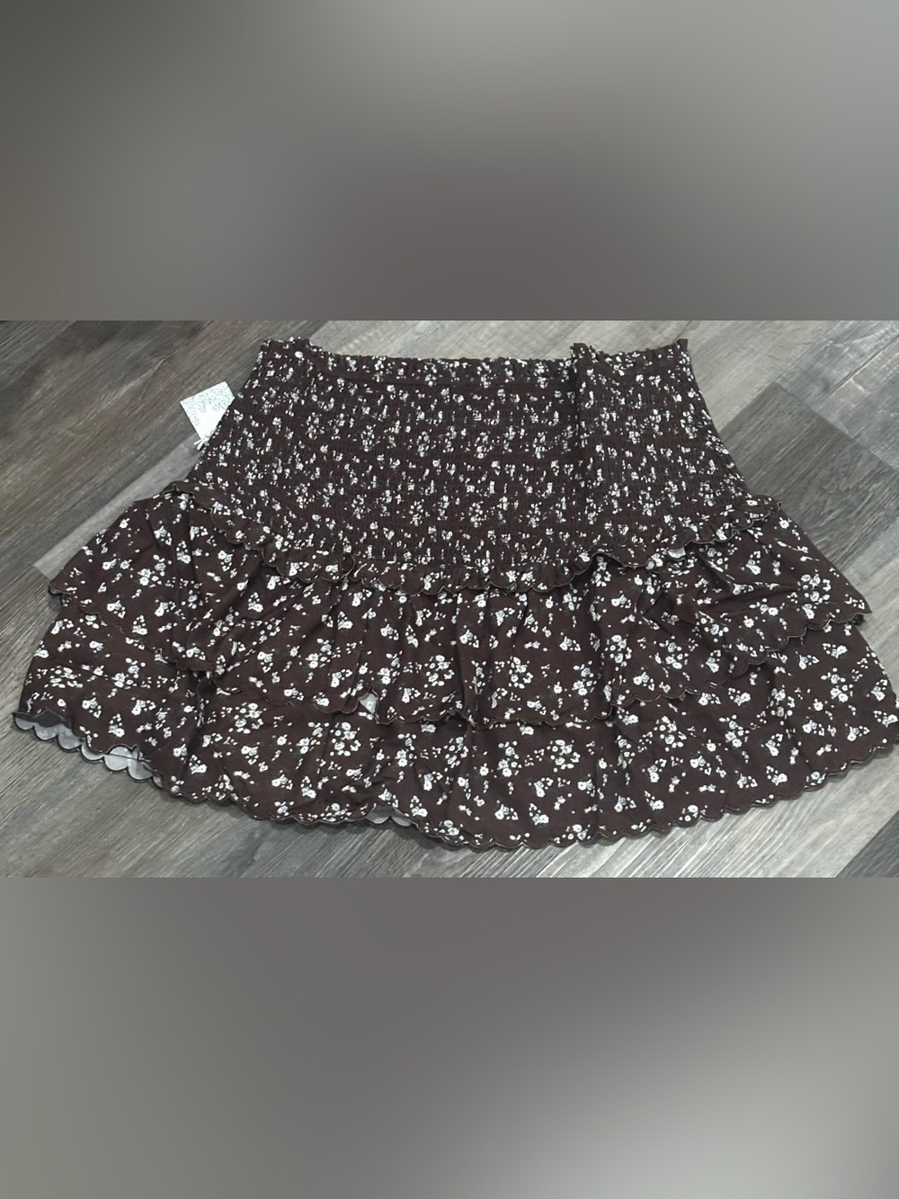 NWT Tuckernuck Hyacinth House "Steff" Smocked Mini Skirt XL Brown Ditsy Floral - Picture 6 of 11